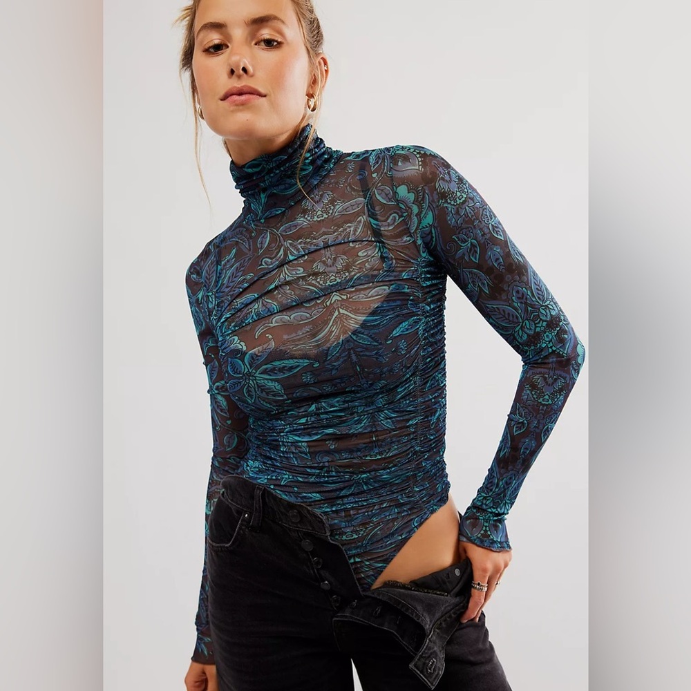 Free People Under It All Mesh Bodysuit size small